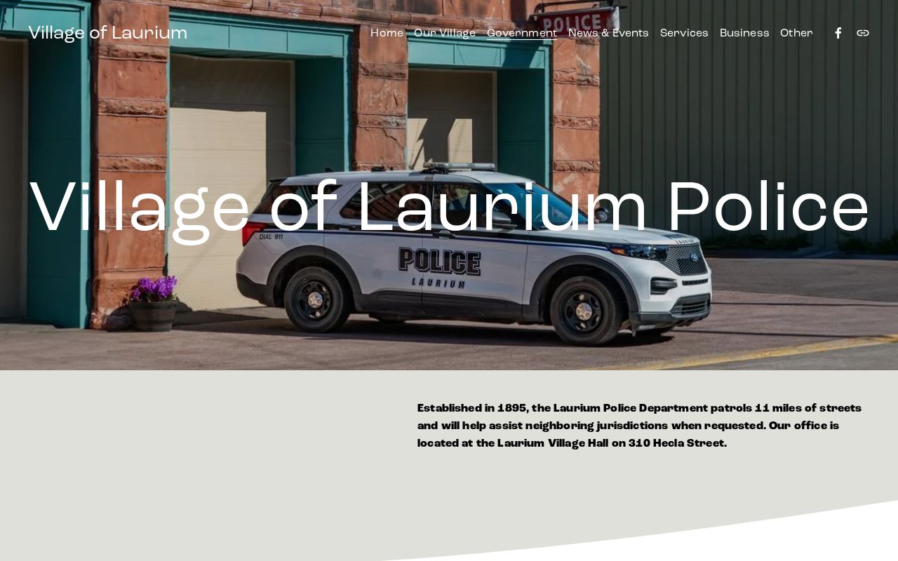 Laurium warrant records police department page with patrol description and official contacts