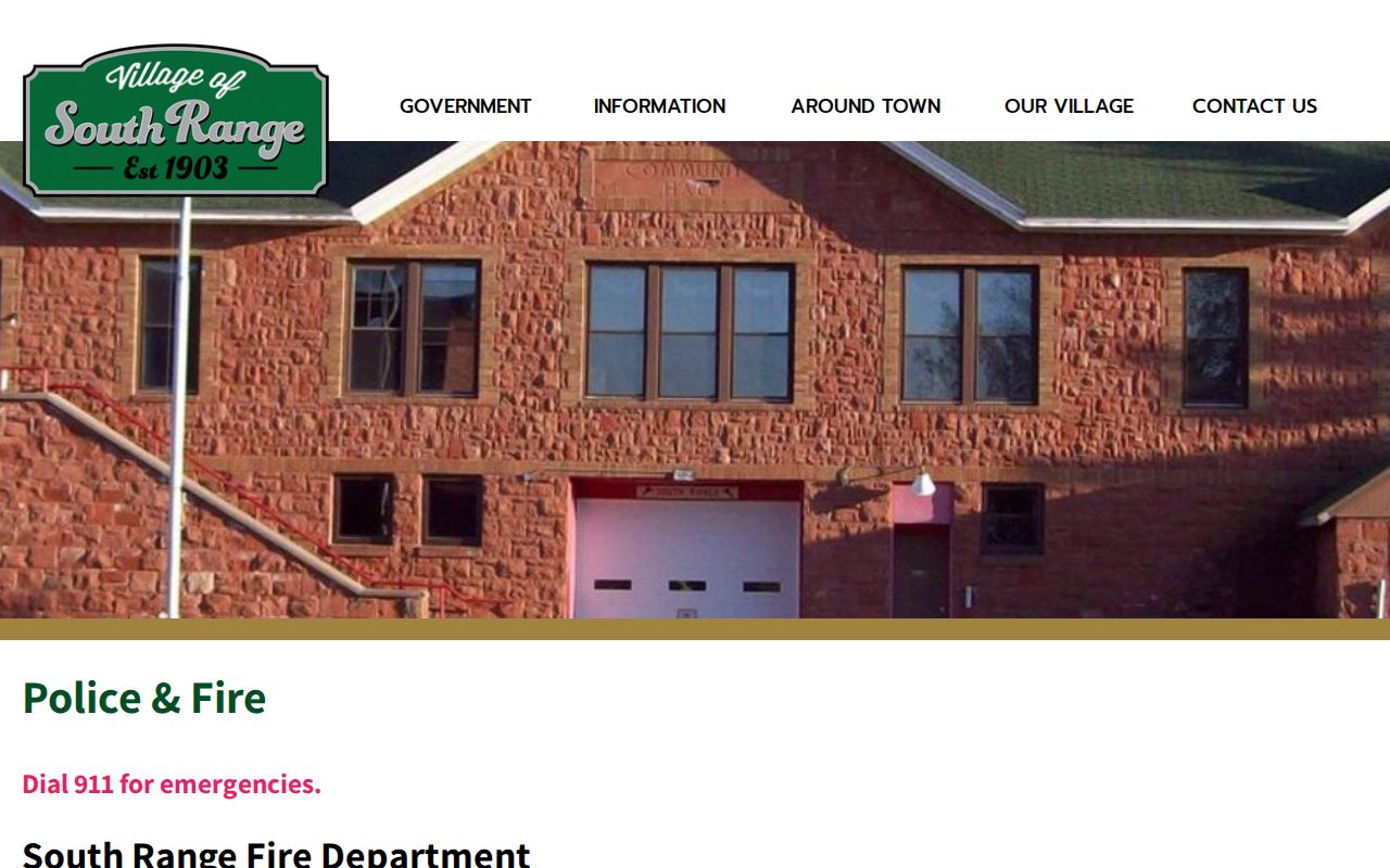 South Range warrant records public safety page stating no local police agency and naming sheriff service